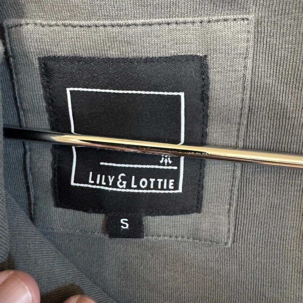 High End Lily & Lottie Gray Asymmetrical Hoodie w/ Gold Zipper Women’s S MINTY